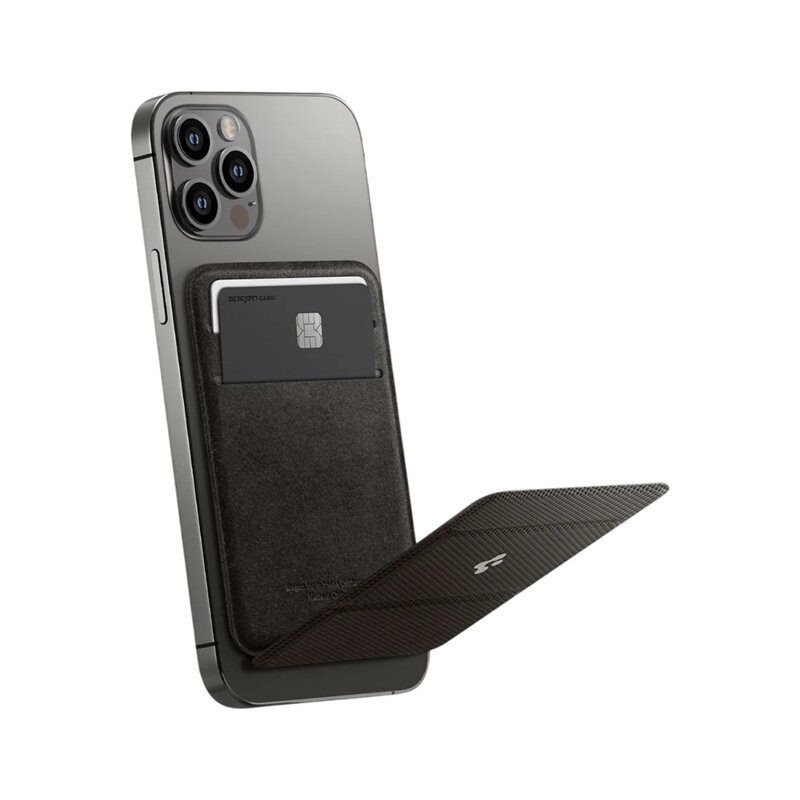 Portofel telefon, stand MagSafe 2 carduri Spigen Smart Fold, gri
