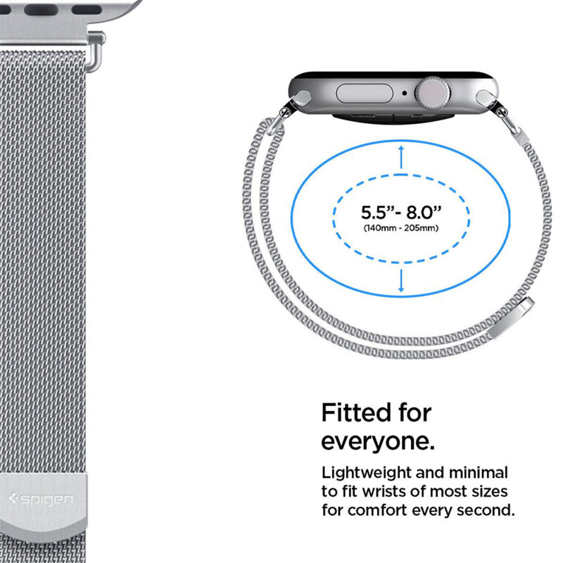 Curea pentru Apple Watch 6 40mm, Spigen WBM4 Series, argintiu
