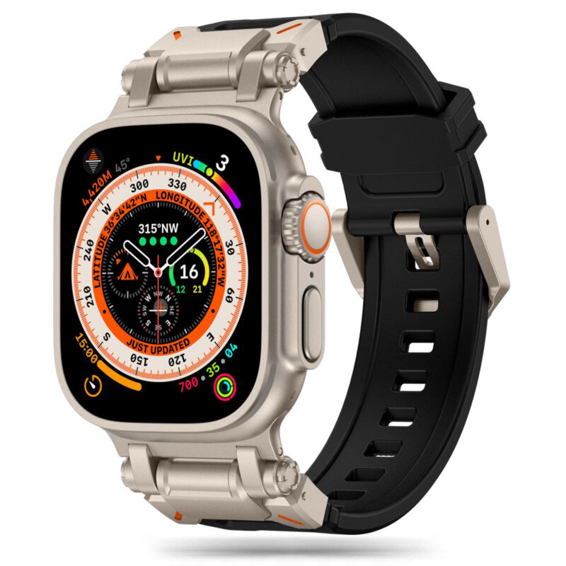 Curea Apple Watch 12 46mm Techsuit, negru aramid, W064