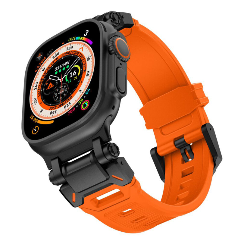 Curea Apple Watch 12 46mm Techsuit, portocaliu, W064
