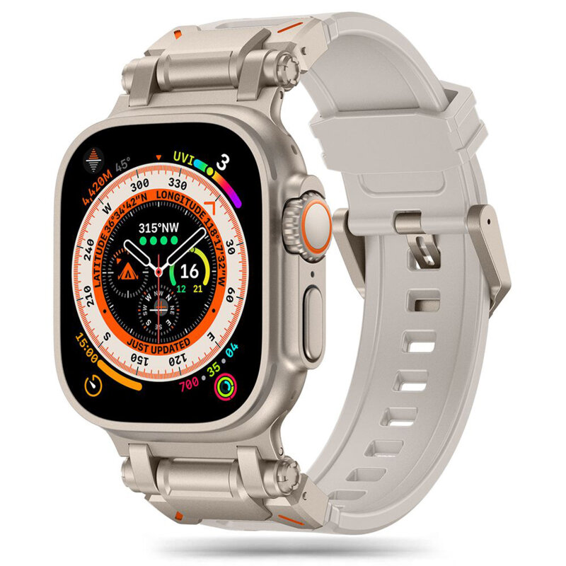Curea Apple Watch 12 46mm Techsuit, argintiu, W064