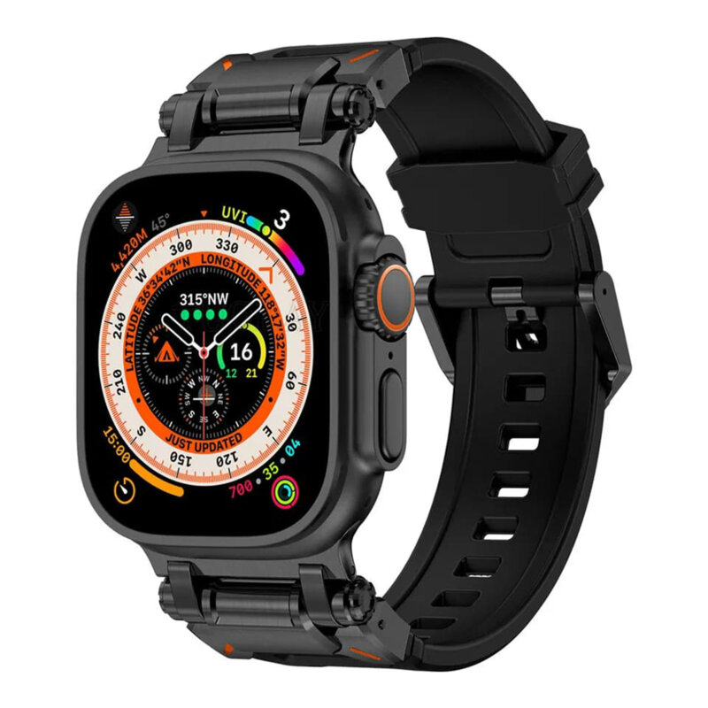 Curea Apple Watch 12 46mm Techsuit, negru, W064