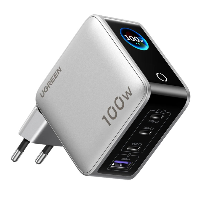 Incarcator GaN 3x Type-C, USB + cablu Ugreen, 100W, X772