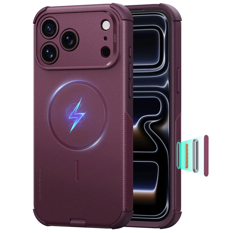 Husa iPhone 17 Pro Max ESR Cyber Halolock, bordo