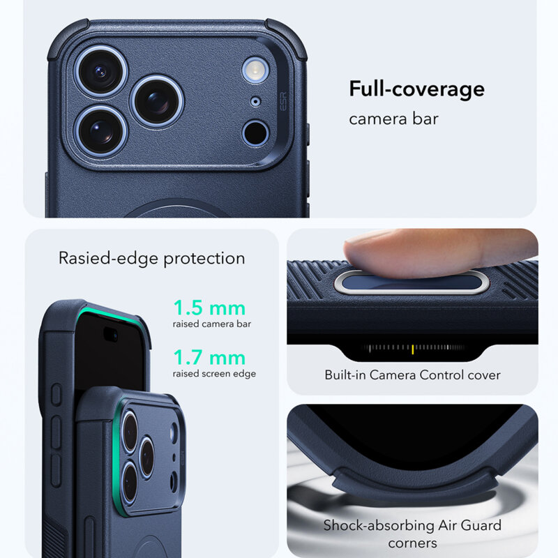 Husa iPhone 17 Pro ESR Cyber Halolock, albastru