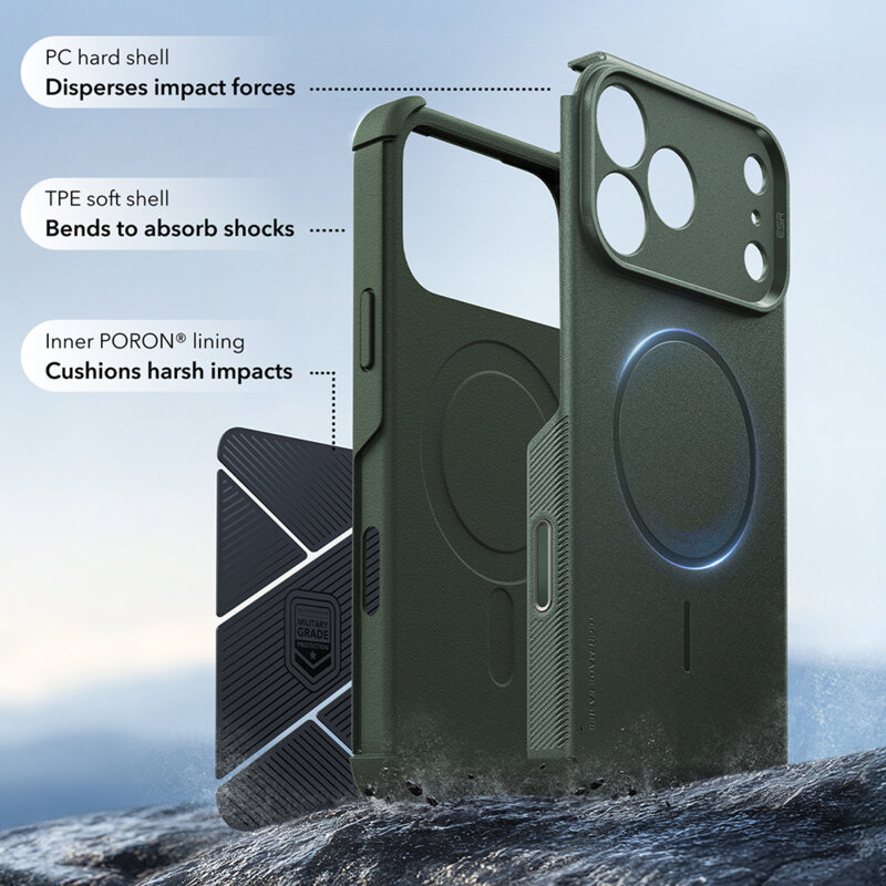 Husa iPhone 17 Pro Max ESR Cyber Halolock, verde