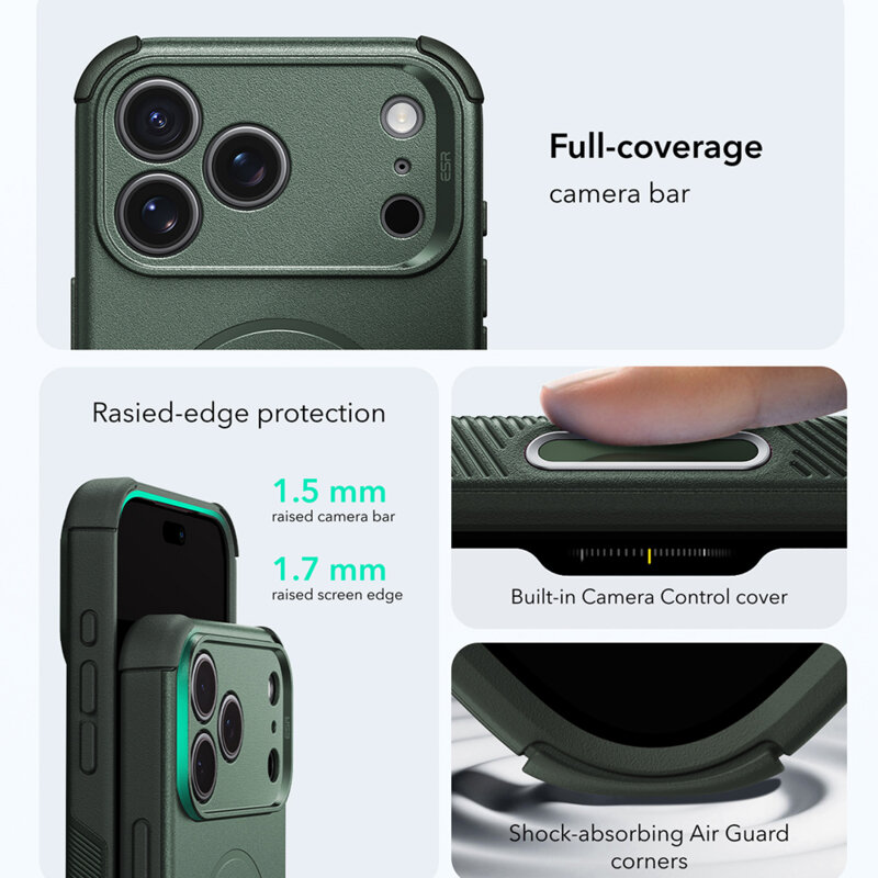 Husa iPhone 17 Pro Max ESR Cyber Halolock, verde