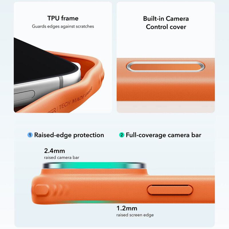 Husa iPhone 17 Pro ESR Classic Hybrid HaloLock Kickstand, portocaliu
