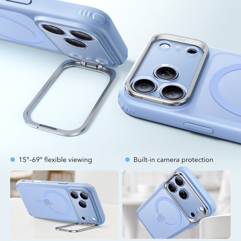 Husa iPhone 17 Pro Max ESR Classic Hybrid HaloLock Kickstand, bleu