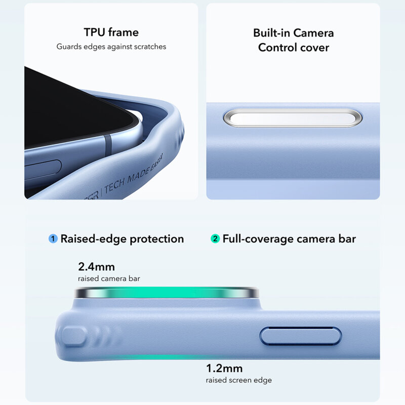 Husa iPhone 17 Pro Max ESR Classic Hybrid HaloLock Kickstand, bleu