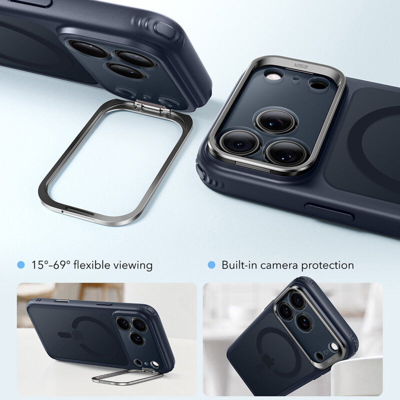 Husa iPhone 17 Pro ESR Classic Hybrid HaloLock Kickstand, bleumarin