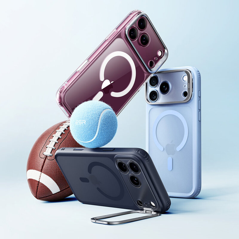 Husa iPhone 17 Pro ESR Classic Hybrid HaloLock Kickstand, bleumarin
