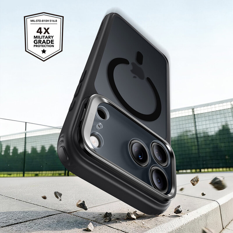 Husa iPhone 17 Pro ESR Classic Hybrid HaloLock Kickstand, negru frost