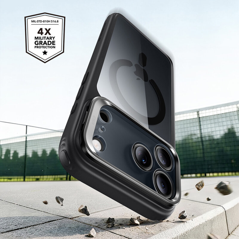 Husa iPhone 18 Pro ESR Classic Hybrid HaloLock Kickstand, negru/transparenta