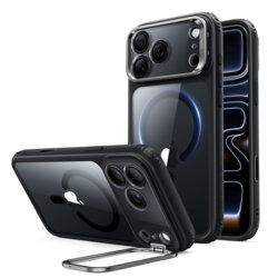 Husa iPhone 17 Pro ESR Classic Hybrid HaloLock Kickstand, negru/transparenta