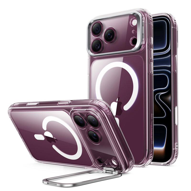 Husa iPhone 17 Pro ESR Classic Hybrid HaloLock Kickstand, transparenta