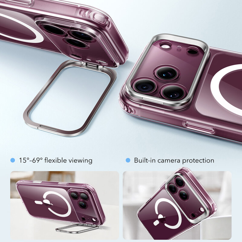 Husa iPhone 17 Pro Max ESR Classic Hybrid HaloLock Kickstand, transparenta