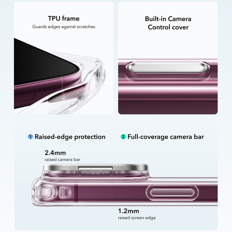 Husa iPhone 17 Pro Max ESR Classic Hybrid HaloLock Kickstand, transparenta