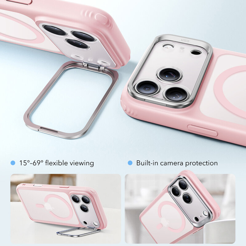 Husa iPhone 18 Pro Max ESR Classic Hybrid HaloLock Kickstand, roz