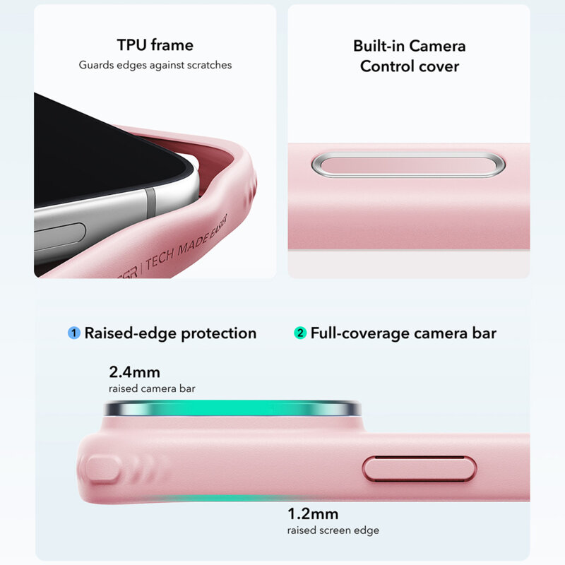 Husa iPhone 18 Pro Max ESR Classic Hybrid HaloLock Kickstand, roz