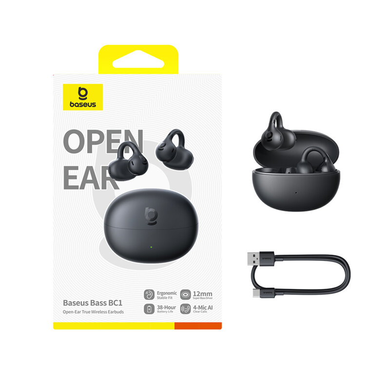 Casti Bluetooth cu bass, open-ring Baseus BC1, negru, A0102400