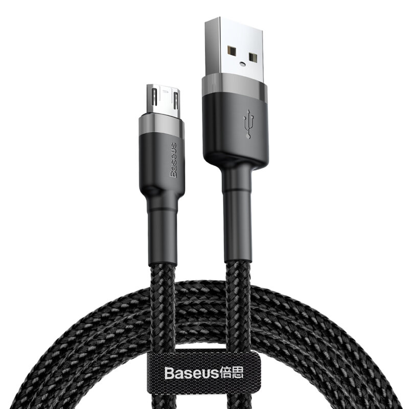 Cablu date si incarcare USB la Micro-USB Baseus, 1m, negru, CAMKLF-BG1