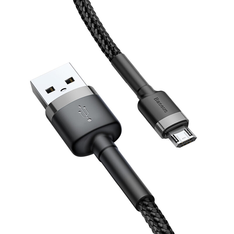 Cablu date si incarcare USB la Micro-USB Baseus, 1m, negru, CAMKLF-BG1