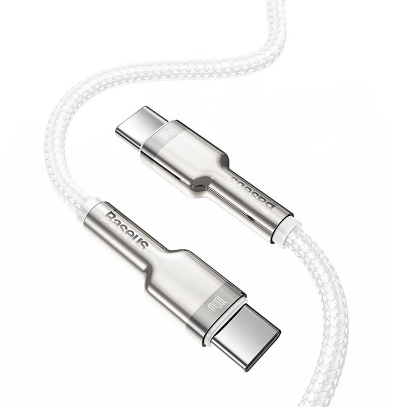 Cablu date Type-C Baseus, 100W, 480Mbps, 2m, alb, CATJK-D02