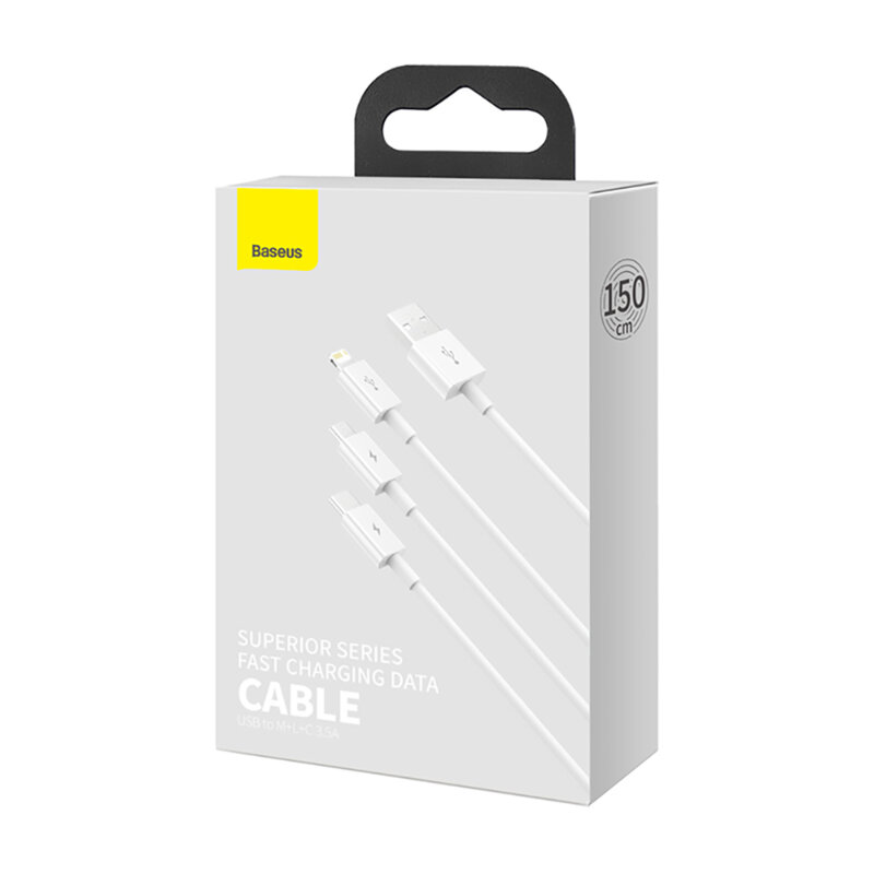 Cablu tip C, iPhone, Micro-USB, 20W Baseus, 1.2m, CAMLTYS-02