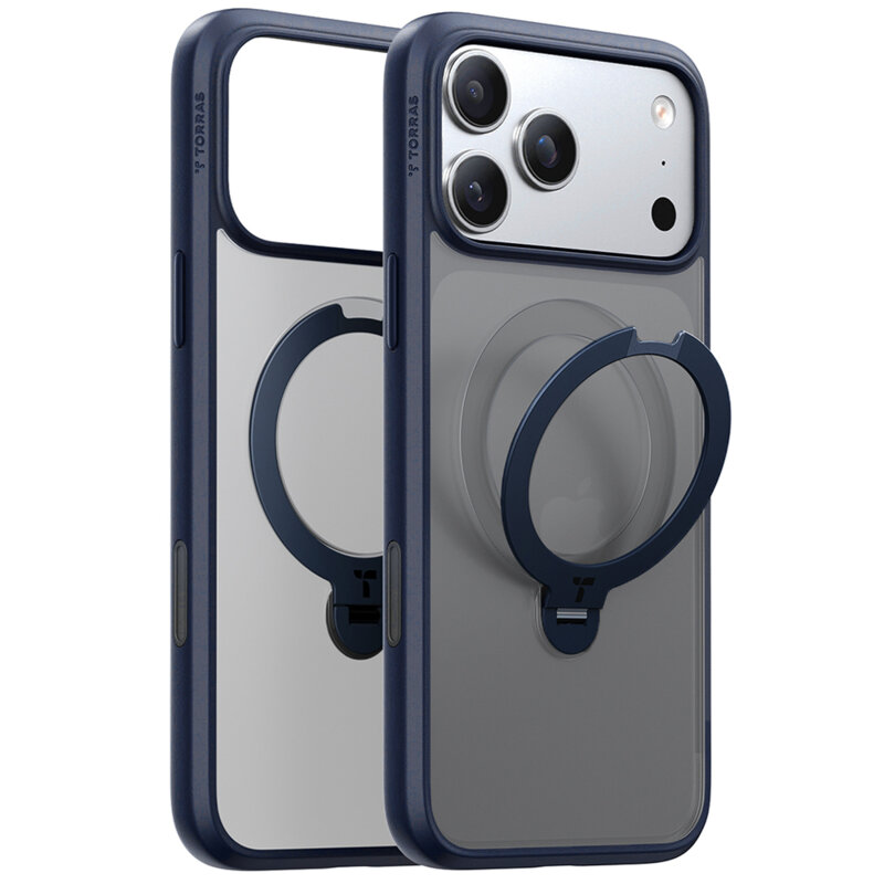 Husa iPhone 17 Pro Max Torras Ostand Spin MagSafe Series, albastru