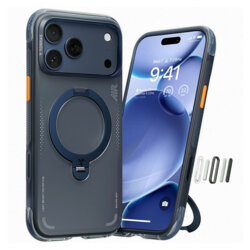 Husa iPhone 17 Pro Torras Ostand Spin Air Series, bleumarin