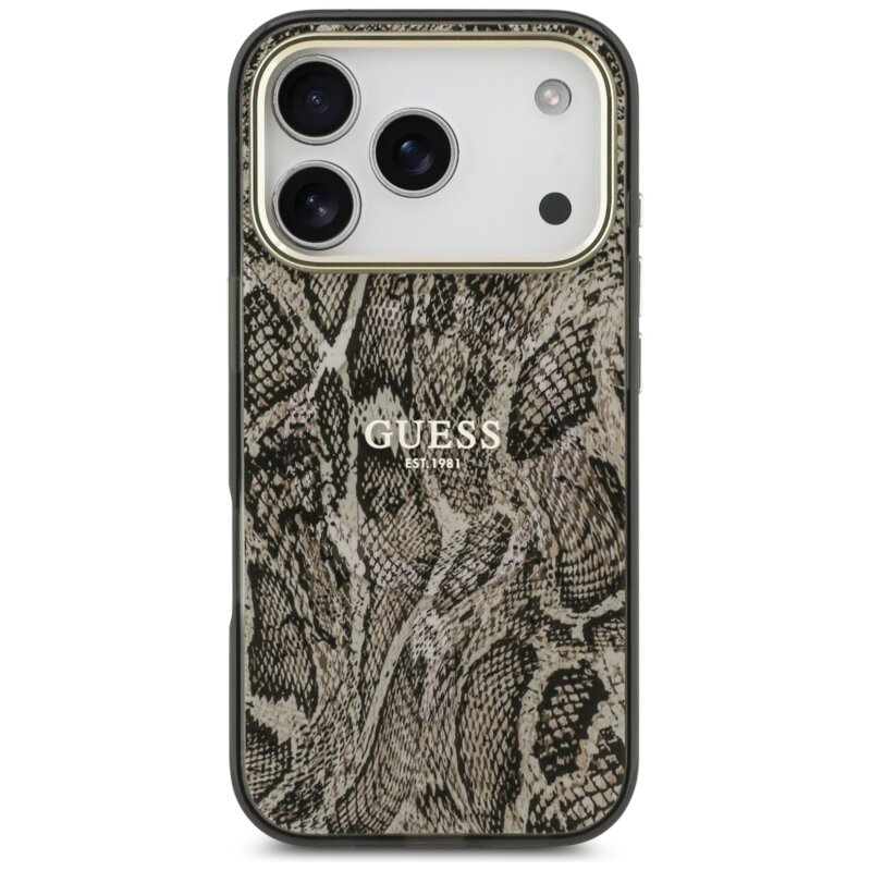 Husa originala Guess iPhone 18 Pro Python Pattern MagSafe, maro, GUHMP18LHIMPYGW