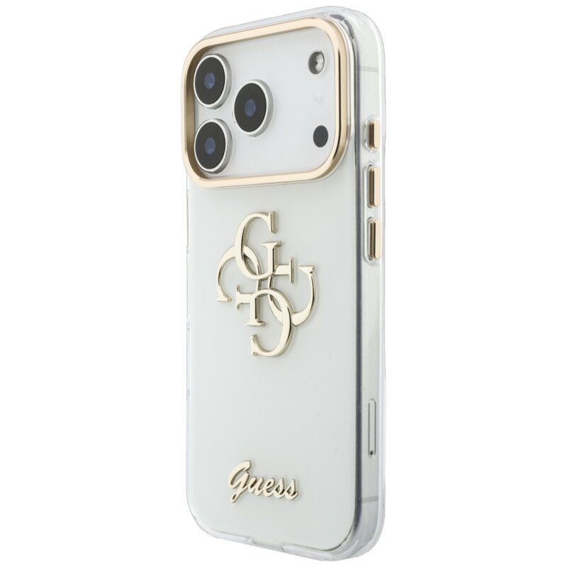 Husa Guess IML 4G Metal Script iPhone 18 Pro Max, alb, GUHCP18X5HC4MLSH