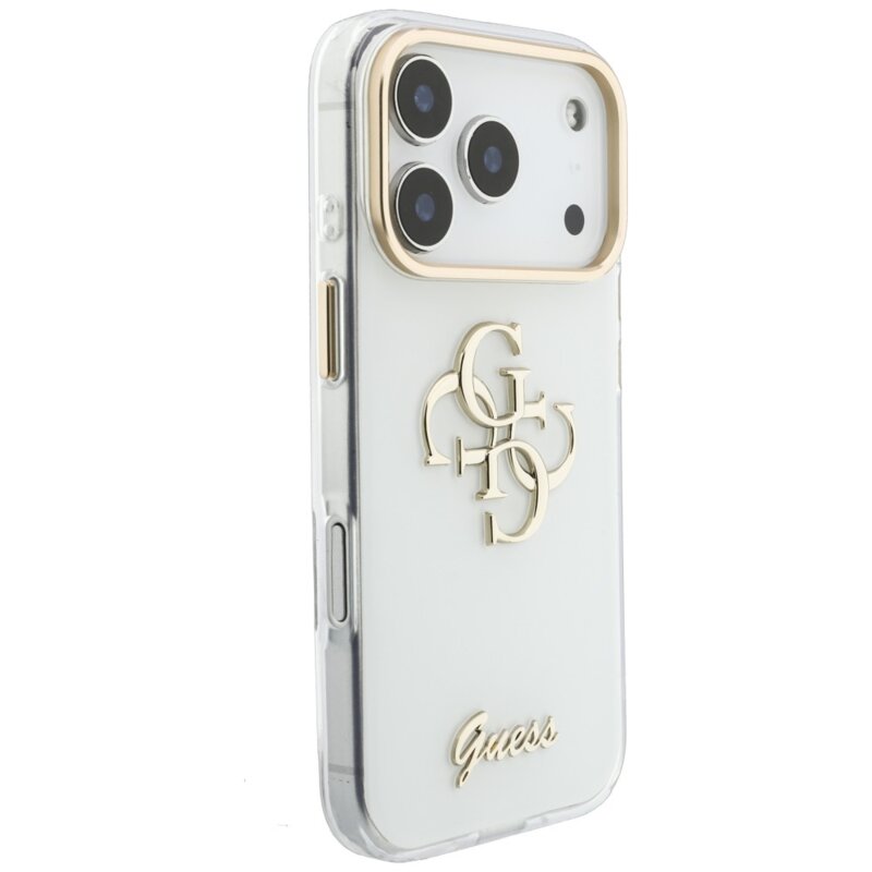 Husa Guess IML 4G Metal Script iPhone 18 Pro Max, alb, GUHCP18X5HC4MLSH