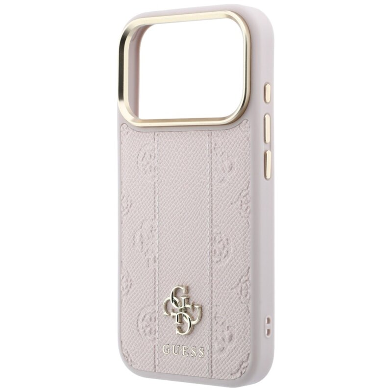 Husa iPhone 18 Pro Guess Leather Stripe Peony 4G MagSafe, roz, GUHMP18X6PGSU4EP