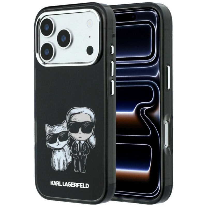 Husa iPhone 17 Pro Karl Lagerfeld IML KC Bodies Sketch Print MagSafe, negru