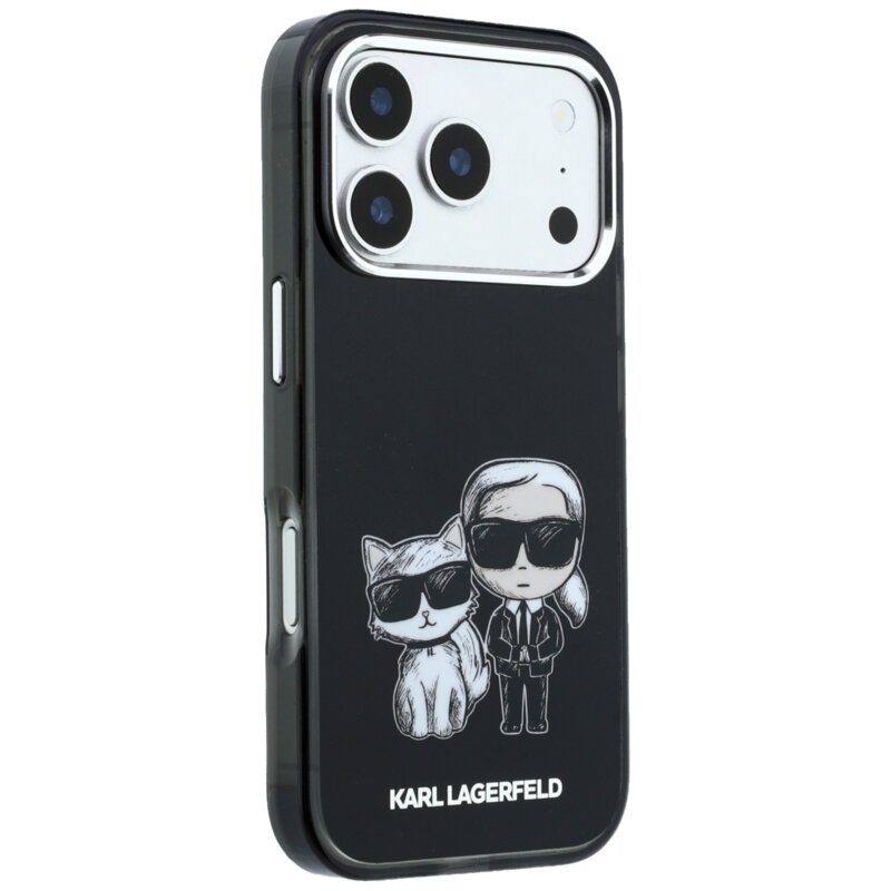 Husa iPhone 17 Pro Karl Lagerfeld IML KC Bodies Sketch Print MagSafe, negru