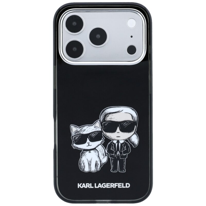 Husa iPhone 18 Pro Max Karl Lagerfeld IML KC Bodies Sketch Print MagSafe, negru