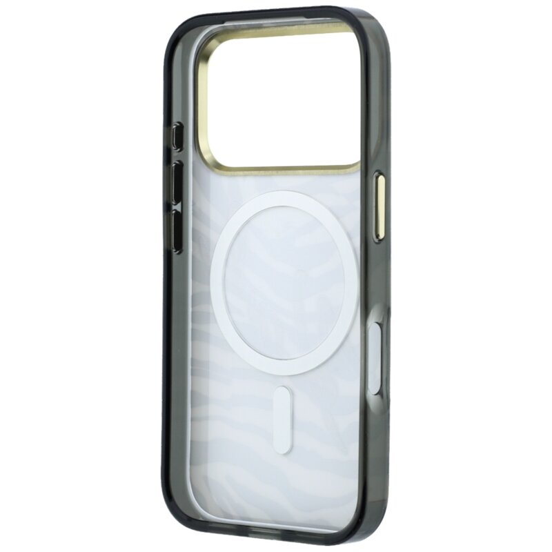 Husa iPhone 17 Pro Karl Lagerfeld HC MagSafe IML Signature Zebra Glitter Gold, negru