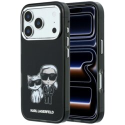 Husa iPhone 17 Pro Karl Lagerfeld Smooth Leather KC Bodies Sketch MagSafe, negru