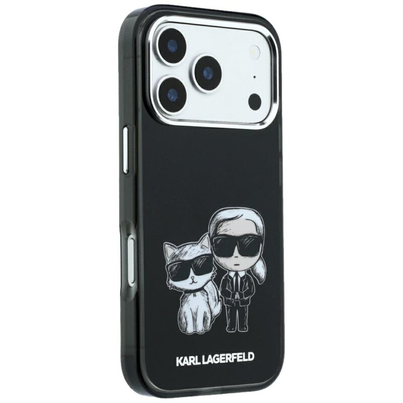 Husa iPhone 17 Pro Karl Lagerfeld Smooth Leather KC Bodies Sketch MagSafe, negru