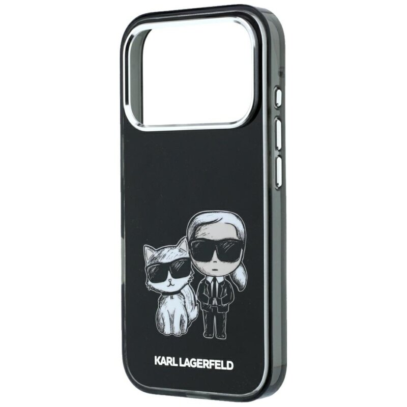 Husa iPhone 17 Pro Karl Lagerfeld Smooth Leather KC Bodies Sketch MagSafe, negru