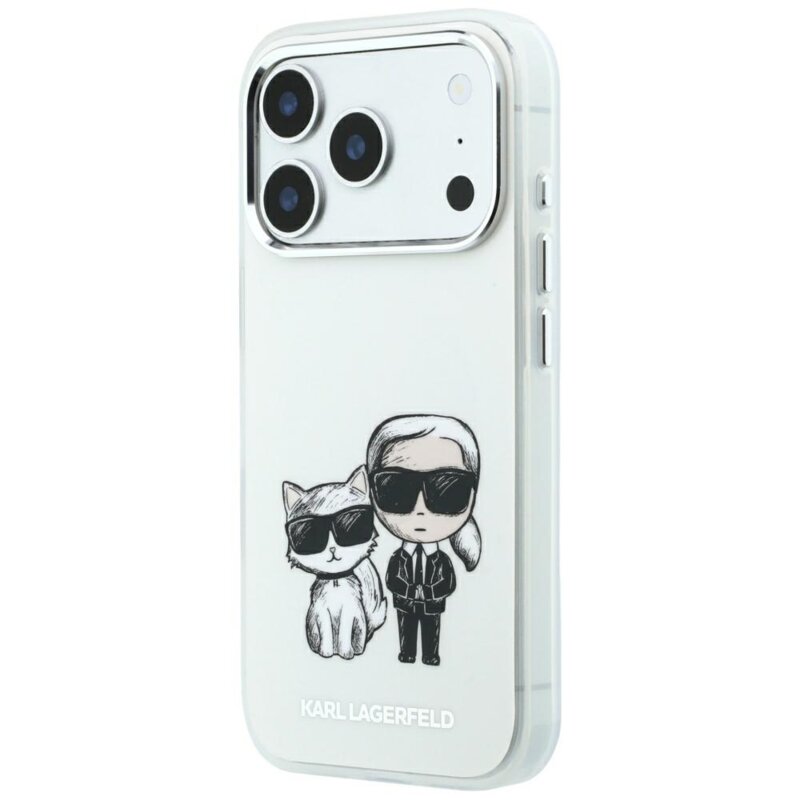 Husa iPhone 17 Pro Karl Lagerfeld Smooth Leather KC Bodies Sketch MagSafe, bej