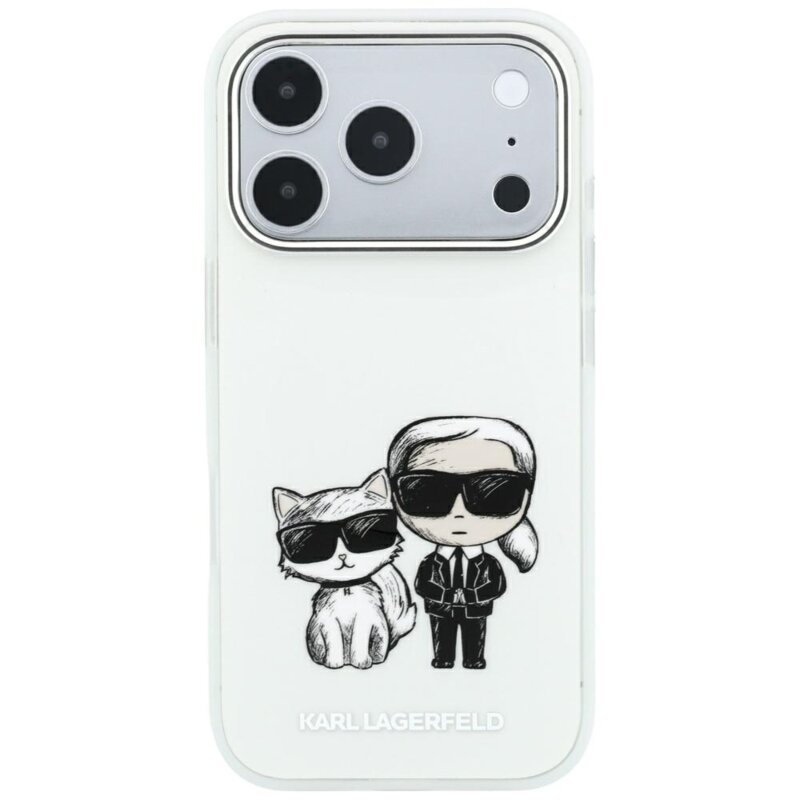 Husa iPhone 17 Pro Karl Lagerfeld Smooth Leather KC Bodies Sketch MagSafe, bej