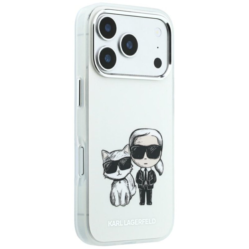 Husa iPhone 17 Pro Karl Lagerfeld Smooth Leather KC Bodies Sketch MagSafe, bej