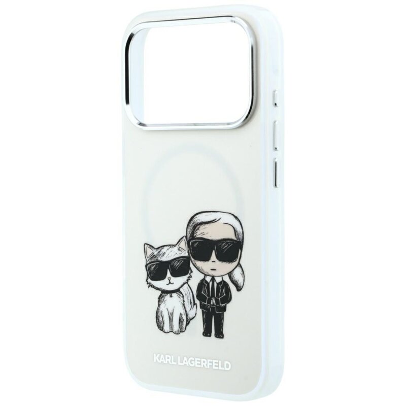 Husa iPhone 17 Pro Karl Lagerfeld Smooth Leather KC Bodies Sketch MagSafe, bej