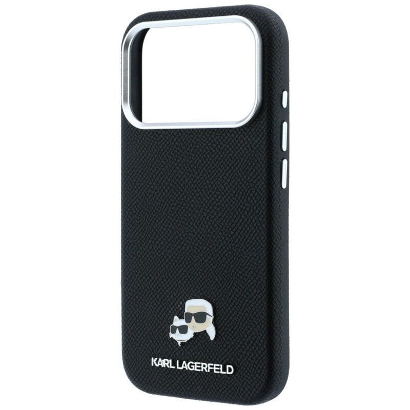 Husa iPhone 17 Pro Karl Lagerfeld Leather KC Heads MagSafe, negru, KLHMP18L6PSKCHLK