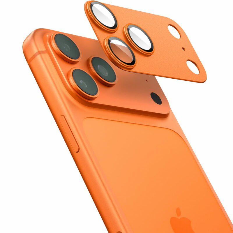 Folie sticla camera iPhone 17 Pro Max Spigen Glas.tR Optik EZ Fit Pro XL, portocaliu