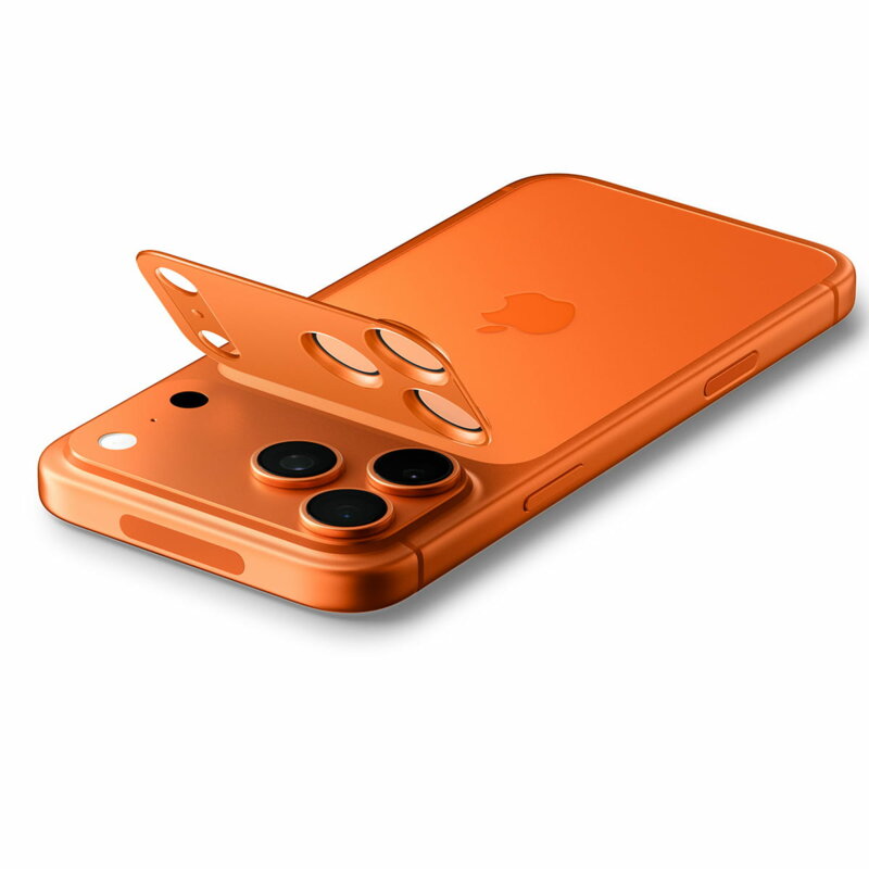 Folie sticla camera iPhone 17 Pro Spigen Glas.tR Optik EZ Fit Pro XL, portocaliu