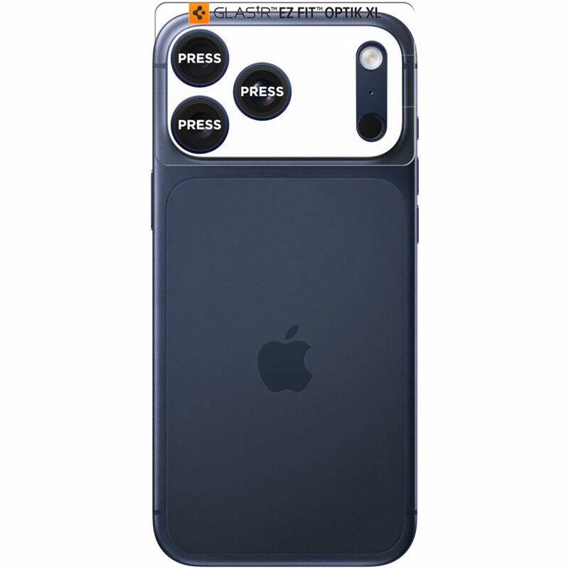 Folie sticla camera iPhone 17 Pro Max Spigen Glas.tR Optik EZ Fit Pro XL, albastru